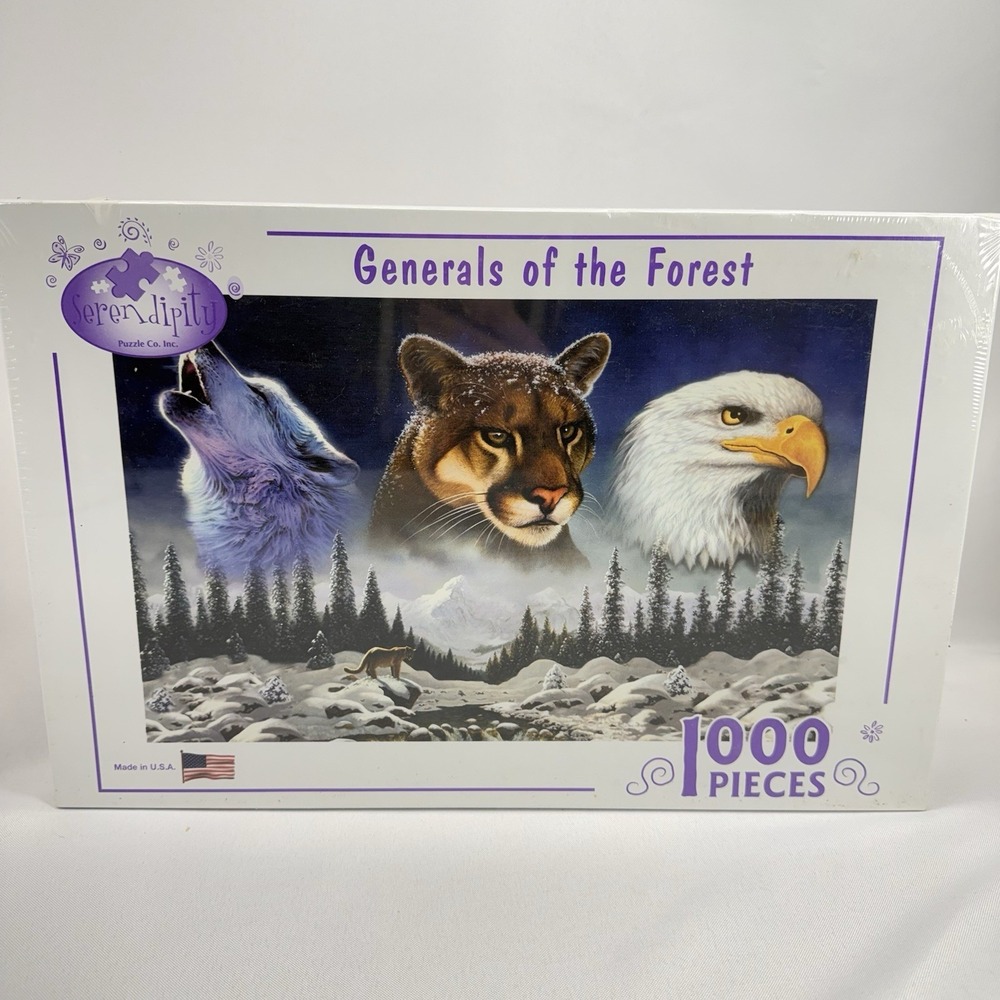 Sealed Serendipity "Generals Of The Forest" 1000 Piece Puzzle Wolves Eagles USA‎
